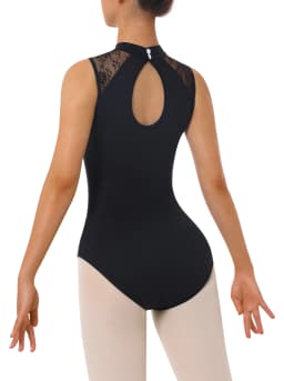 Women's Turtleneck Dance Ballet Leotard With Durable Lace,Water-drop Hollow Back