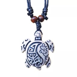 Surfer Necklace Sea Turtle Pendant Men Choker Inca Jewelry Nautical Style Imitation Yak Bone Necklaces Amulet Wax Cord Adjustabl