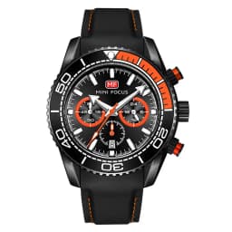 MINI FOCUS Chronograph Quartz Watches for Men Fashion Sport Wristwatch with Auto Date 24-hour Indicator Blue Silicone Strap 0426