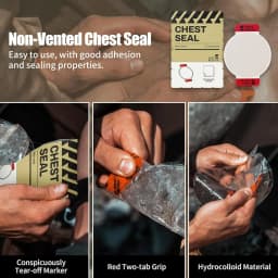 RHINO RESCUE Vent Chest Seal Twin-Pack, Emergency Seal Patch for First Aid Kit, IFAK Supplies for Outdoor Camping