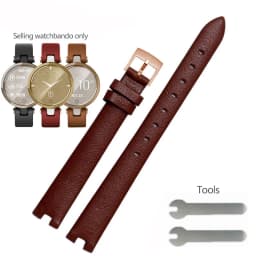 Genuine Leather Watchband 14mm For Garmin Lily Smart Watch Band Strap Silicone and Stainless Steel Belt Sport Bracelet Red White