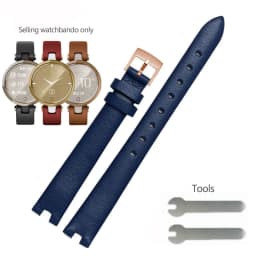 Genuine Leather Watchband 14mm For Garmin Lily Smart Watch Band Strap Silicone and Stainless Steel Belt Sport Bracelet Red White