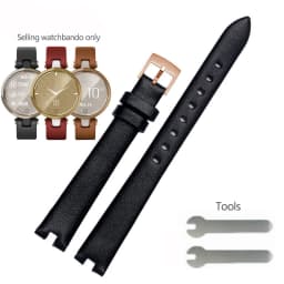 Genuine Leather Watchband 14mm For Garmin Lily Smart Watch Band Strap Silicone and Stainless Steel Belt Sport Bracelet Red White