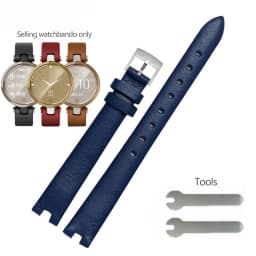 Genuine Leather Watchband 14mm For Garmin Lily Smart Watch Band Strap Silicone and Stainless Steel Belt Sport Bracelet Red White
