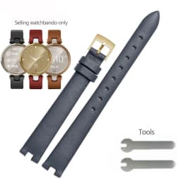 Genuine Leather Watchband 14mm For Garmin Lily Smart Watch Band Strap Silicone and Stainless Steel Belt Sport Bracelet Red White
