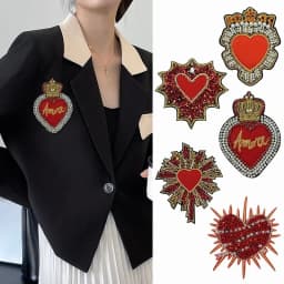 Embroidery Sequined Alphabet Pearl Letter Cross Patch,sequins Heart Beaded Eye Patches Badges Appliques for Clothing WF2210252