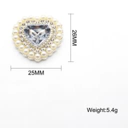 5Pcs 25*26MM Pearl Diamond Heart Alloy Accessories Diy Wedding Dress Hair Accessories Invitation Jewelry Decorative Accessories