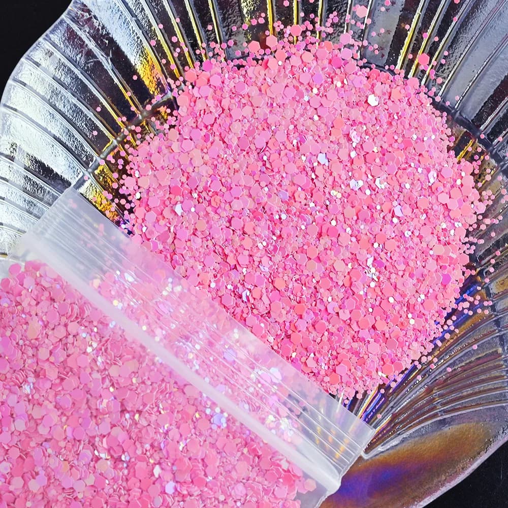 50g/Bag 3D Nail Sequins Hexagon Shape Mixed Size Flakes Holographic Glitter Powder Manicure UV Polish Decoration Nail Sequins