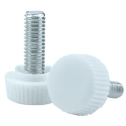 M4 M5 M6 White Round Head Handle Hand Screw Round Knurled Rubber Thumb Screw Plastic Tighten Bolt Nuts Knob Carbon Steel