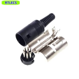 8 Pin DIN Male Plug Header 262 270 Degree Wire Solder Circular Push-Pull Power Connector Machined Contacts Plastic Shell Housing