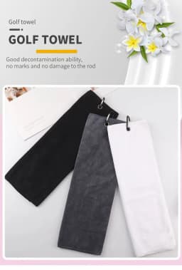 Tri-fold Golf Towel | Premium Microfiber Fabric | Heavy Duty Carabiner Clip | Four Color Options | Gift For Men And Women