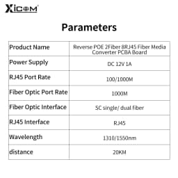 100/1000M Reverse POE Fiber Ethernet Switch 20km 2F8E Gigabit PCBA placa metro Optic Media Converter Board Output12V 1310/1550nm