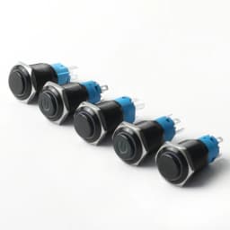 12/16/19/22mm High Head Metal Black With LED Light Waterproof Button Momentary Latching Switches With Power Mark 12V 24V 220V
