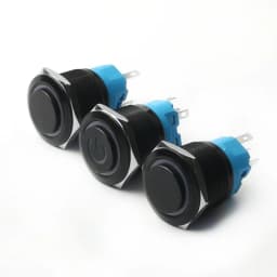 12/16/19/22mm High Head Metal Black With LED Light Waterproof Button Momentary Latching Switches With Power Mark 12V 24V 220V
