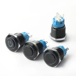 12/16/19/22mm High Head Metal Black With LED Light Waterproof Button Momentary Latching Switches With Power Mark 12V 24V 220V