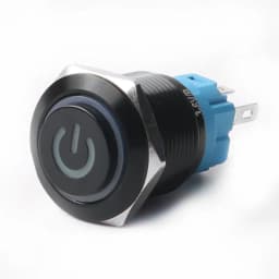 12/16/19/22mm High Head Metal Black With LED Light Waterproof Button Momentary Latching Switches With Power Mark 12V 24V 220V