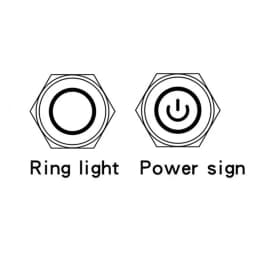 12/16/19/22mm High Head Metal Black With LED Light Waterproof Button Momentary Latching Switches With Power Mark 12V 24V 220V