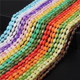 Oval Colorful Shell Beads Rice Shape Natural Mother of Pearl Shell Spacer Beads for Jewelry Making DIY Craft Accessories 15"