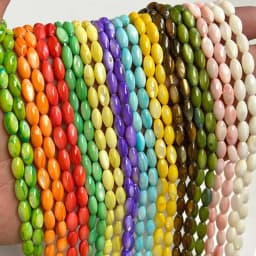 Oval Colorful Shell Beads Rice Shape Natural Mother of Pearl Shell Spacer Beads for Jewelry Making DIY Craft Accessories 15"