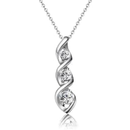 Huitan Circle Pendant Necklace for Women Luxury CZ Silver Color Box Chain Exquisite Female Neck Accessories Statement Jewelry