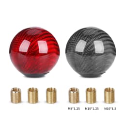 Universal Real Carbon Fiber Car Gear Shift Knob Head Shifter Aluminum Round Ball Shape M8x1.25 M10x1.25 /x1.5 Shift Lever Knob