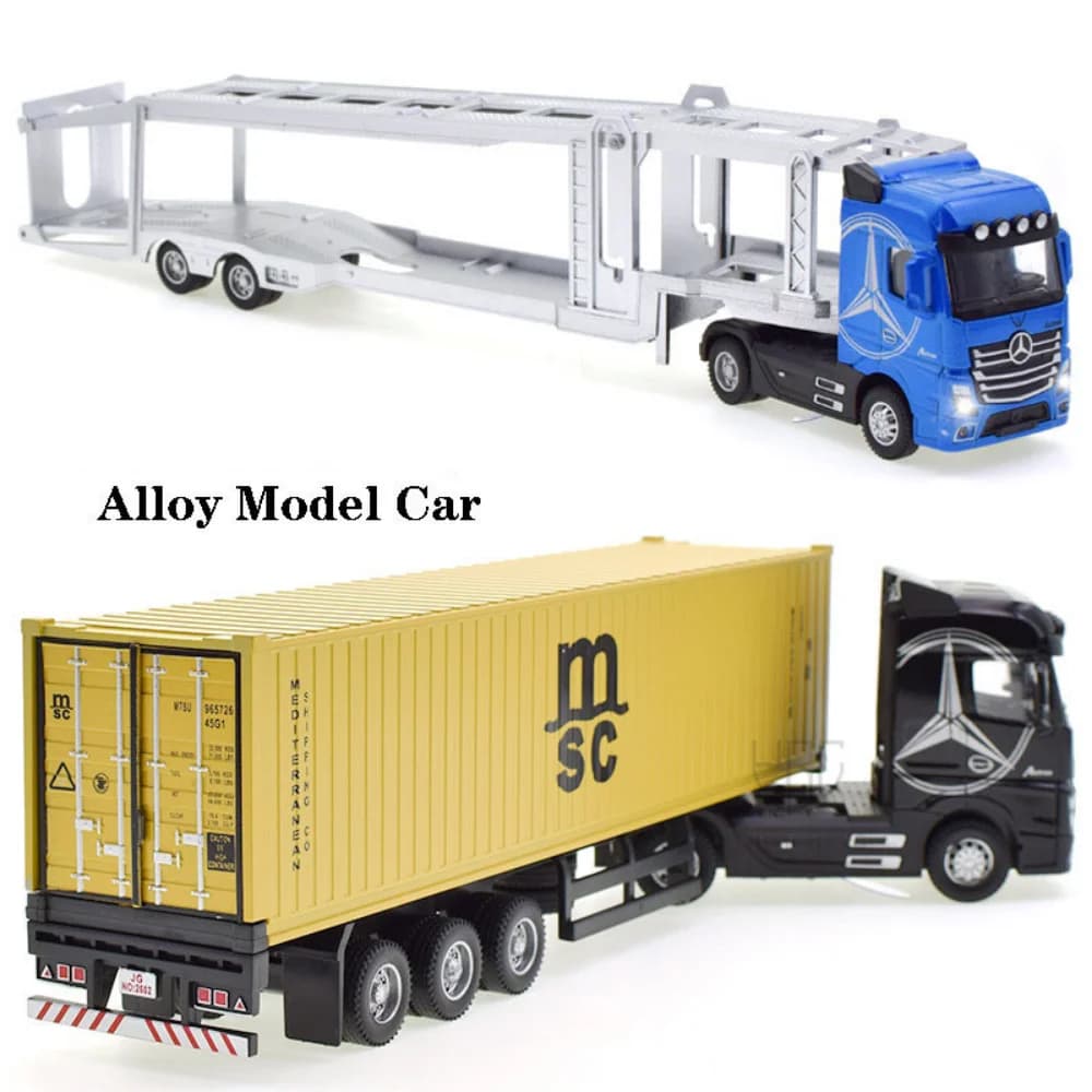 1:50 Diecast Alloy Truck Head Model Toy Container Truck Pull Back With Light Engineering Transport Vehicle Hobby Collections