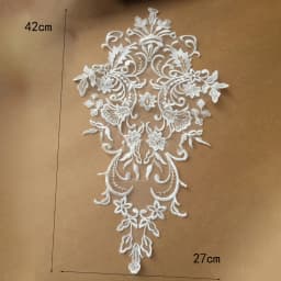 1Pc Embroidery Gold Thread Lace Fabric Applique Handmade Flower Patch Wedding Dress Curtain DIY Repair Accessories