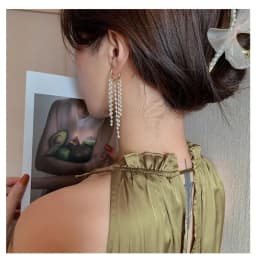Minar Exquisite Simulated Pearls Strand Long Tassel Earring for Women Gold Color Alloy Hoop Earrings Wholesale Party Jewelry