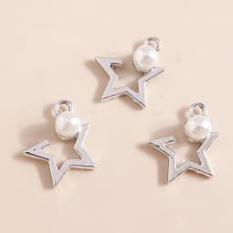 10pcs 8*11mm Exquisite Gold Color Pearl Crystal Polaris Stars Charms for Earrings Necklace Pendant Diy Jewelry Accessories