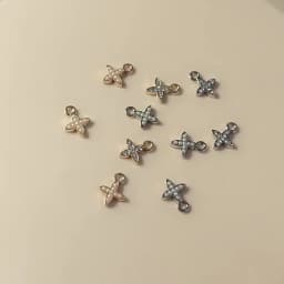 10pcs 8*11mm Exquisite Gold Color Pearl Crystal Polaris Stars Charms for Earrings Necklace Pendant Diy Jewelry Accessories
