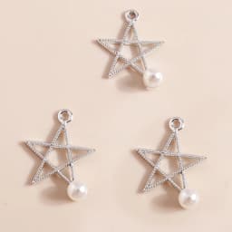 10pcs 8*11mm Exquisite Gold Color Pearl Crystal Polaris Stars Charms for Earrings Necklace Pendant Diy Jewelry Accessories