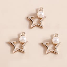 10pcs 8*11mm Exquisite Gold Color Pearl Crystal Polaris Stars Charms for Earrings Necklace Pendant Diy Jewelry Accessories