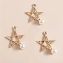 10pcs 8*11mm Exquisite Gold Color Pearl Crystal Polaris Stars Charms for Earrings Necklace Pendant Diy Jewelry Accessories