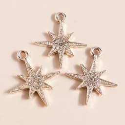 10pcs 8*11mm Exquisite Gold Color Pearl Crystal Polaris Stars Charms for Earrings Necklace Pendant Diy Jewelry Accessories