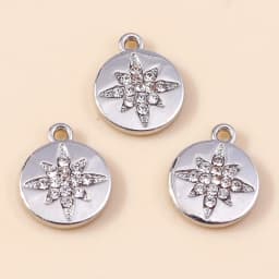 10pcs 8*11mm Exquisite Gold Color Pearl Crystal Polaris Stars Charms for Earrings Necklace Pendant Diy Jewelry Accessories