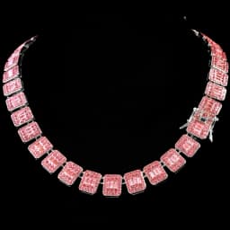 Hip Hop Pink Crystal Cuban Link Chain Necklace for Women Bling Iced Out Silver Color Rhinestone Paved Choker Necklaces Jewelry