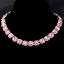 Hip Hop Pink Crystal Cuban Link Chain Necklace for Women Bling Iced Out Silver Color Rhinestone Paved Choker Necklaces Jewelry
