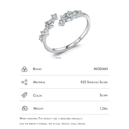 Modian New 925 Sterling Silver Minimalist Clear Zirconia Stackable Ring For Women Anniversary Wedding Band Simple Fine Jewelry