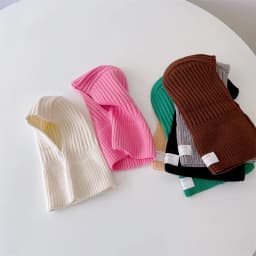 MILANCEL Baby Knitted Hooded Scarf Warm Solid Color One Piece Scarf and Caps for Infant Kids Accessories
