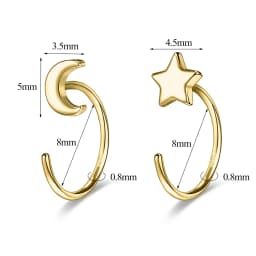 ZEMO 20G 2PCS 999 Sliver Hoop Earring Gold Plated Heart Round Ear Hoop Zircon Opening Huggies Piercings Girls Cute Circle Rings