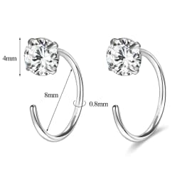 ZEMO 20G 2PCS 999 Sliver Hoop Earring Gold Plated Heart Round Ear Hoop Zircon Opening Huggies Piercings Girls Cute Circle Rings