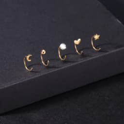 ZEMO 20G 2PCS 999 Sliver Hoop Earring Gold Plated Heart Round Ear Hoop Zircon Opening Huggies Piercings Girls Cute Circle Rings