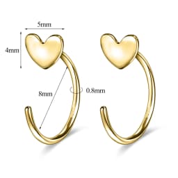 ZEMO 20G 2PCS 999 Sliver Hoop Earring Gold Plated Heart Round Ear Hoop Zircon Opening Huggies Piercings Girls Cute Circle Rings