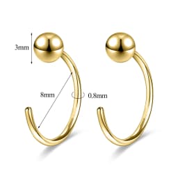 ZEMO 20G 2PCS 999 Sliver Hoop Earring Gold Plated Heart Round Ear Hoop Zircon Opening Huggies Piercings Girls Cute Circle Rings