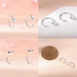 ZEMO 20G 2PCS 999 Sliver Hoop Earring Gold Plated Heart Round Ear Hoop Zircon Opening Huggies Piercings Girls Cute Circle Rings