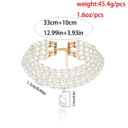 Elegant Irregular Imitation Pearl Choker Necklace Women Bride Multilayer Clavicle Chain Aesthetic Neck Jewelry Wed Accessories