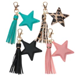 Sansango PU leather Tassel Key Chain for Women Girl Star Pendant Lobster Clasp Key Rings Bag Accessories