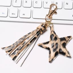 Sansango PU leather Tassel Key Chain for Women Girl Star Pendant Lobster Clasp Key Rings Bag Accessories