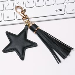 Sansango PU leather Tassel Key Chain for Women Girl Star Pendant Lobster Clasp Key Rings Bag Accessories