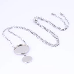2pcs Stainless Steel 12mm 20mm Cabochon Pendant Base Setting Trays Diy Adjustable Chain Necklace Bezel Blanks For Jewelry Making